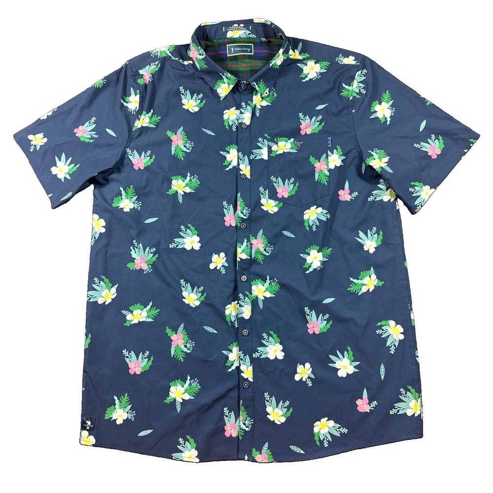 William Murray Polo Shirt Mens XL Multicolor Floral Golf Stretch Performance